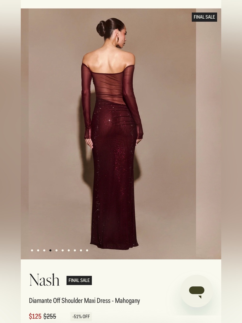 Meshki Diamante Off Shoulder Maxi Dress - Mahogany Wine - Picture 2 of 6